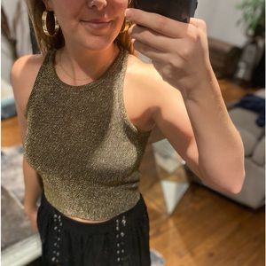 ✨ Gold sparkly halter top